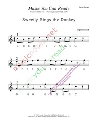 Click to Enlarge: "Sweetly Sings the Donkey" Letter Names Format