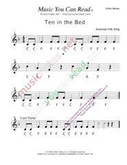 Click to Enlarge: "Ten in the Bed" Letter Names Format
