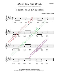 Click to Enlarge: "Touch Your Shoulders" Solfeggio Format