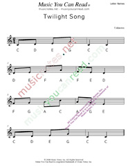 Click to Enlarge: "Twilight Song" Letter Names Format