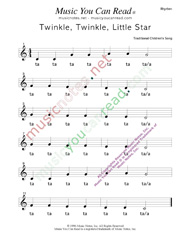 Click to Enlarge: "Twinkle, Twinkle, Little Star" Rhythm Format