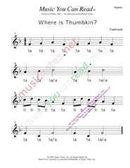 Click to Enlarge: "Where is Thumpkin" Rhythm Format