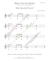 Click to Enlarge: "Who Has the Penny" Letter Names Format