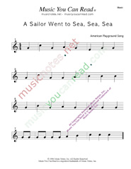 "A Sailor Went to Sea" Music Format