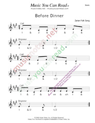 Click to enlarge: "Before Dinner" Beats Format
