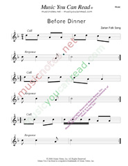 "Before Dinner" Music Format