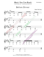Click to Enlarge: "Before Dinner" Pitch Number Format
