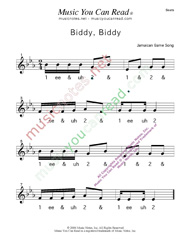 Click to enlarge: "Biddy, Biddy" Beats Format