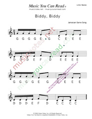 Click to Enlarge: "Biddy, Biddy" Letter Names Format