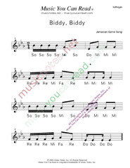 Click to Enlarge: "Biddy, Biddy" Solfeggio Format