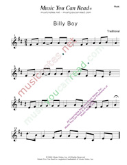 Click to enlarge: "Billy Boy" Music Format