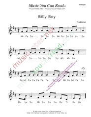 Click to Enlarge: "Billy Boy" Solfeggio Format