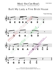 Click to Enlarge: "Built My Lady a Fine Brick House" Letter Names Format
