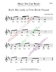 Click to Enlarge: "Built My Lady a Fine Brick House" Solfeggio Format