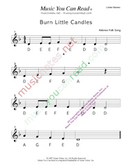 Click to Enlarge: "Burn Little Candles" Letter Names Format