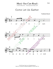 Click to enlarge: "Come Let Us Gather" Beats Format
