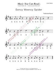 Click to Enlarge: "Eency Weency Spider" Letter Names Format