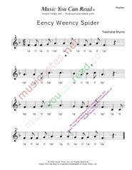 Click to Enlarge: "Eency Weency Spider" Rhythm Format