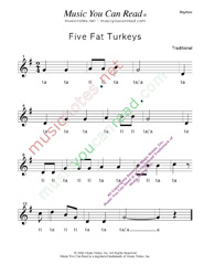 Click to Enlarge: "Five Fat Turkeys" Rhythm Format