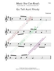 "Go Tell Aunt Rhody" Music Format