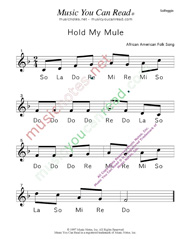 Click to Enlarge: "Hold My Mule" Solfeggio Format