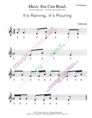 Click to Enlarge: "It's Raining, It's Pouring" Pitch Number Format