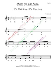 Click to Enlarge: "It's Raining, It's Pouring" Rhythm Format
