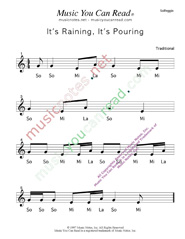 Click to Enlarge: "It's Raining, It's Pouring" Solfeggio Format