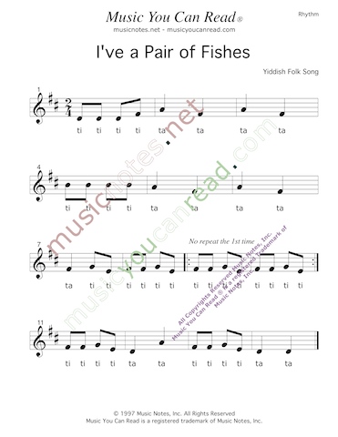 Click to Enlarge: "Down by the Bay" Rhythm Format
