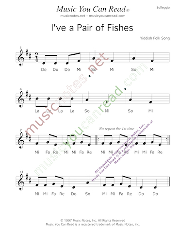 Click to Enlarge: "Down by the Bay" Solfeggio Format
