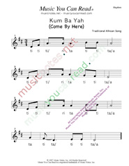 Click to Enlarge: "Kum Ba Yah" Rhythm Format