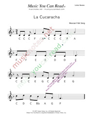 Click to Enlarge: "La Cucaracha" Letter Names Format