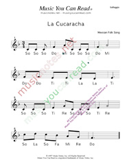 Click to Enlarge: "La Cucaracha" Solfeggio Format