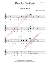 Click to Enlarge: "Mary Ann" Pitch Number Format