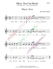 Click to Enlarge: "Mary Ann" Rhythm Format