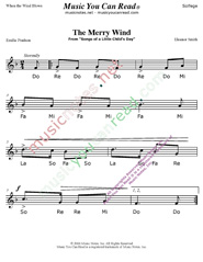 Click to Enlarge: "The Merry Wind" Solfeggio Format
