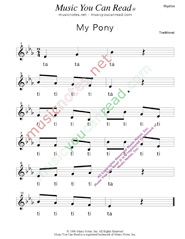Click to Enlarge: "My Pony" Rhythm Format