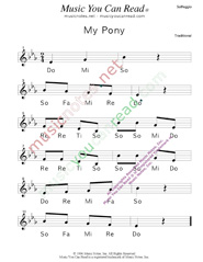 Click to Enlarge: "My Pony" Solfeggio Format