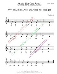 Click to Enlarge: "My Thumbs Are Starting to Wiggle" Letter Names Format