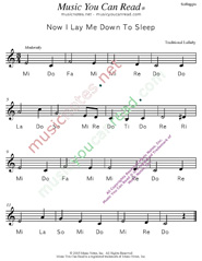 Click to Enlarge: "Now I Lay Me Down To Sleep" Solfeggio Format