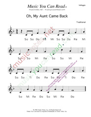 Click to Enlarge: "Oh, My Aunt Came Back?" Solfeggio Format