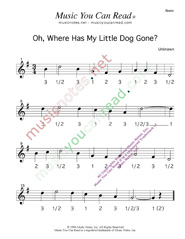Click to enlarge: "Oh, Where Has My Little Dog Gone?" Beats Format