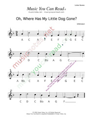 Click to Enlarge: "Oh, Where Has My Little Dog Gone?" Letter Names Format