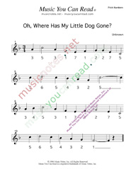 Click to Enlarge: "Oh, Where Has My Little Dog Gone?" Pitch Number Format