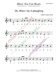 Click to Enlarge: "Oh When I Go A-Ploughing" Pitch Number Format