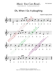 Click to Enlarge: "Oh When I Go A-Ploughing" Pitch Number Format