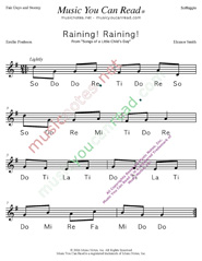 Click to Enlarge: "Raining! Raining!" Solfeggio Format