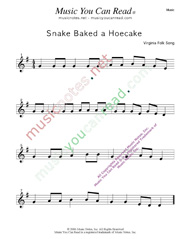 "Snake Baked a Hoecake" Music Format