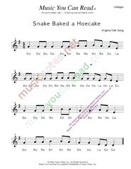 Click to Enlarge: "Snake Baked a Hoecake" Solfeggio Format