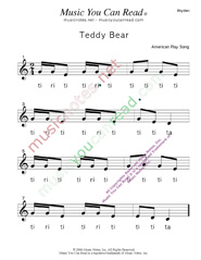 Click to Enlarge: "Teddy Bear" Rhythm Format